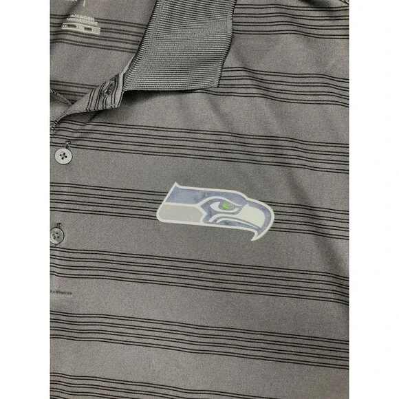 Nike Drifit Polo Men XXL Gray Striped Seattle Seahawks NFL On Field Apparel EUC - Picture 5 of 7